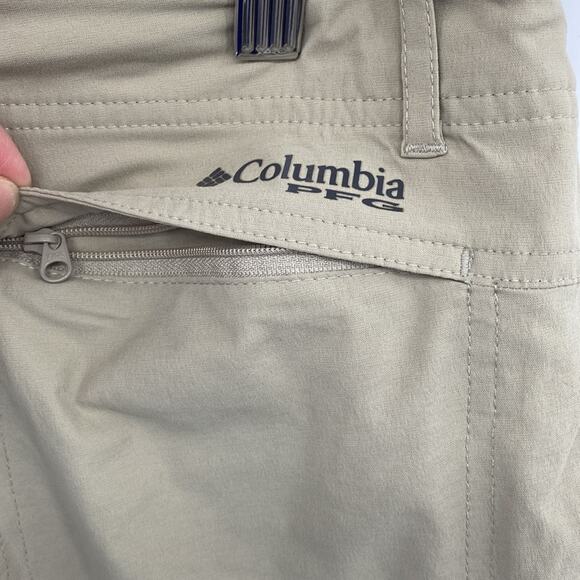 COLUMBIA PFG Khaki Cropped Outdoor Camping Fishing Pants Size 10 Inseam 20" - Picture 5 of 7